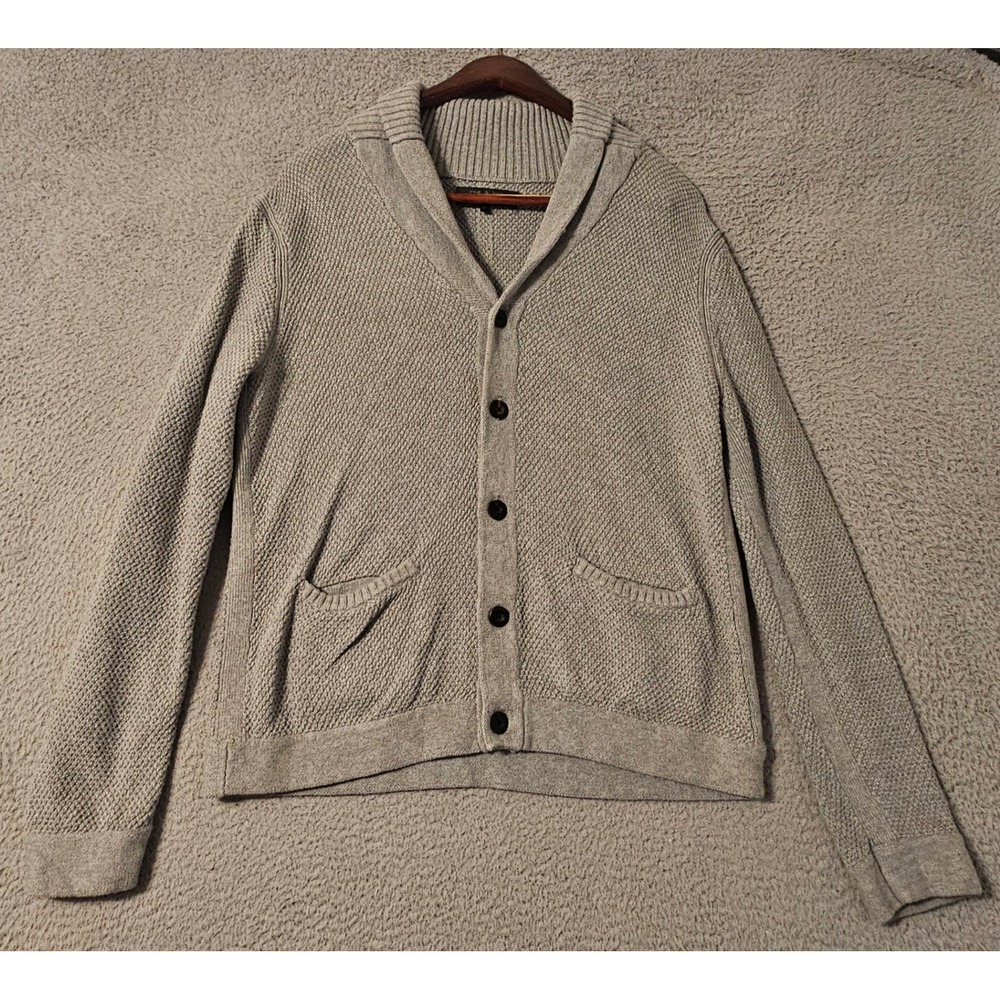 Rag & Bone Mens Grey Cotton Shawl Collar Button Cardigan Sweater XL RN108879